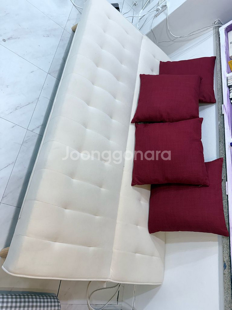 소피베드 화이트 3인용+쿠션--1