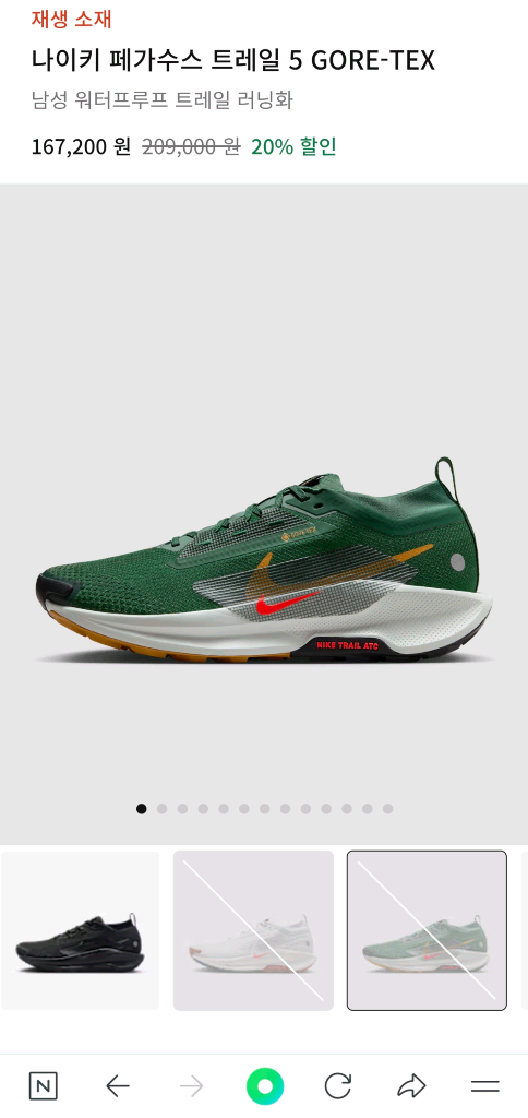 나이키 페가수스 트레일 5 고어텍스 클레이그린 260--2