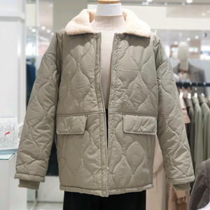 온앤온 루즈핏 페이크퍼카라 물결누빔퀄팅 패딩점퍼