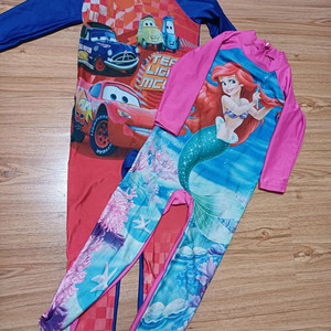 디즈니 카 & 인어공주 아동 수영복 남매 래시가드