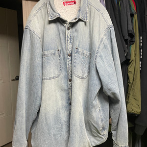 슈프림 포우 셔링 라인드 워크 셔츠 워시드 인디고 데님 XL- 24FW