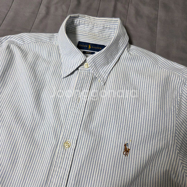 폴로 랄프로렌 슬림핏 옥스포드 셔츠 블루 스트라이프 M 100 Polo--0