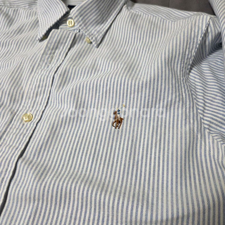 폴로 랄프로렌 슬림핏 옥스포드 셔츠 블루 스트라이프 M 100 Polo--2