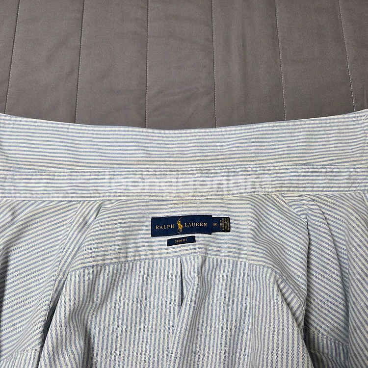 폴로 랄프로렌 슬림핏 옥스포드 셔츠 블루 스트라이프 M 100 Polo--3