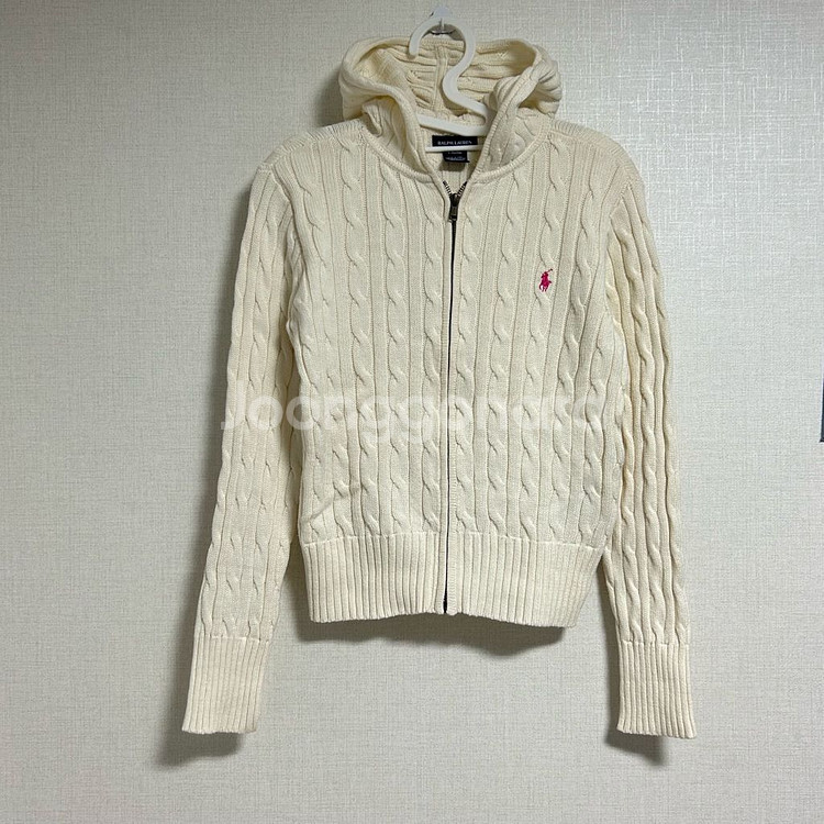 폴로 랄프로렌 꽈배기 니트 후드집업 아이보리 화이트 크림--2