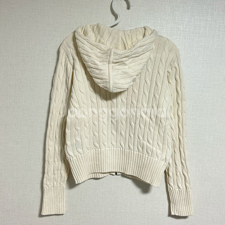 폴로 랄프로렌 꽈배기 니트 후드집업 아이보리 화이트 크림--4