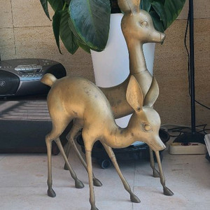 황동 사슴 장식품 한 쌍