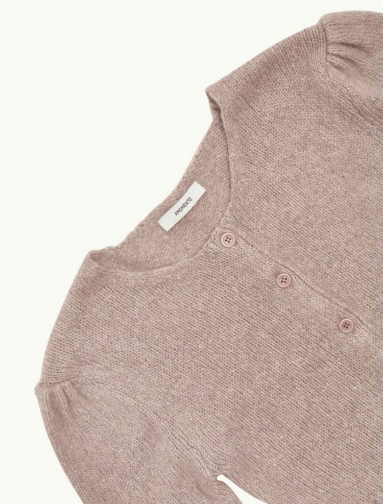 아모멘토 셔링 크롭 모헤어 가디건 더스트핑크 SHIRRING CROP CARDIGAN--1