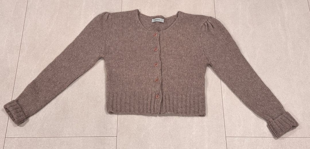 아모멘토 셔링 크롭 모헤어 가디건 더스트핑크 SHIRRING CROP CARDIGAN--3