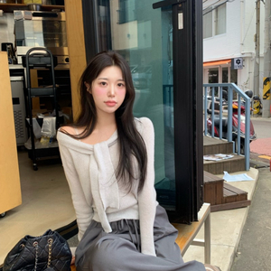 샵 오브 ove 모헤어 타이 니트 소라그레이