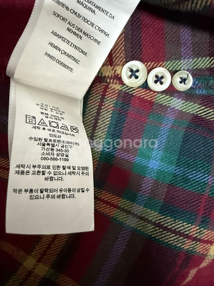 폴로 랄프로렌 여성 체크셔츠 클래식핏 XS--4