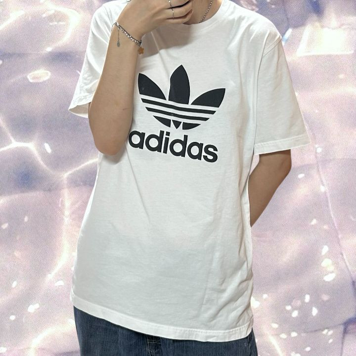 아디다스 트레포일 불꽃 빅로고 화이트 반팔 티셔츠 115--1