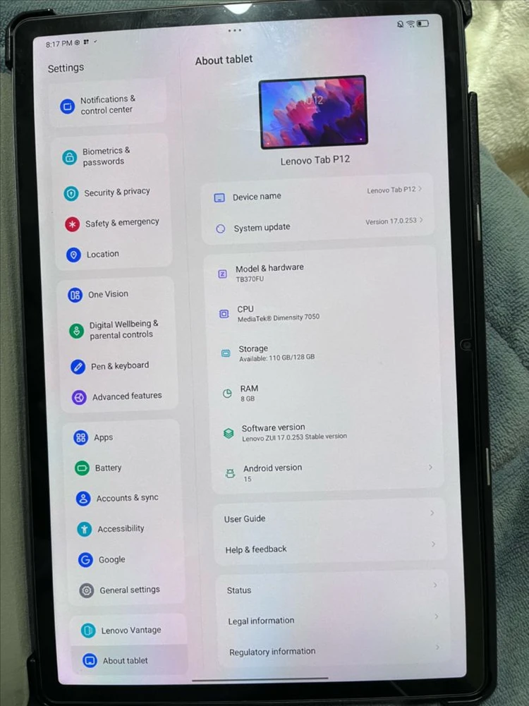 레노버 탭 P12 8GB/128GB 태블릿 - 안심되는 중고거래