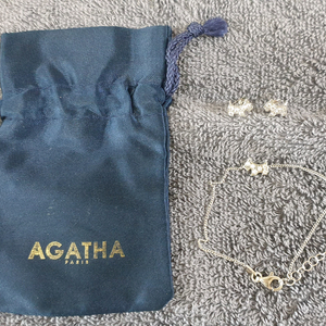 실버 아가타 팔찌 귀걸이 세트