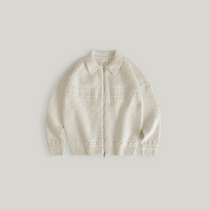 노르딕 패치 울 집업니트 아이보리M