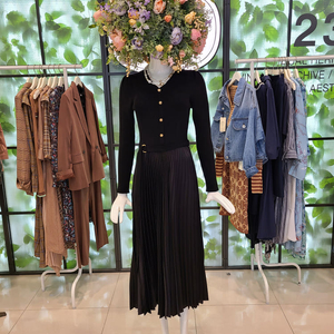 DEWL 듀엘 롱 플리츠 니트 원피스 F