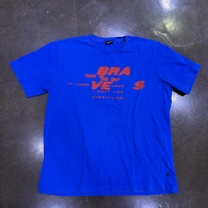 디젤 BRA 프린팅 빈티지 워싱 블루 반팔 티셔츠 XL