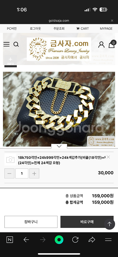 금사자 팔각체인금팔찌18mm--4