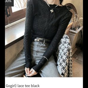 고걸 새상품 레이스 티(블랙)