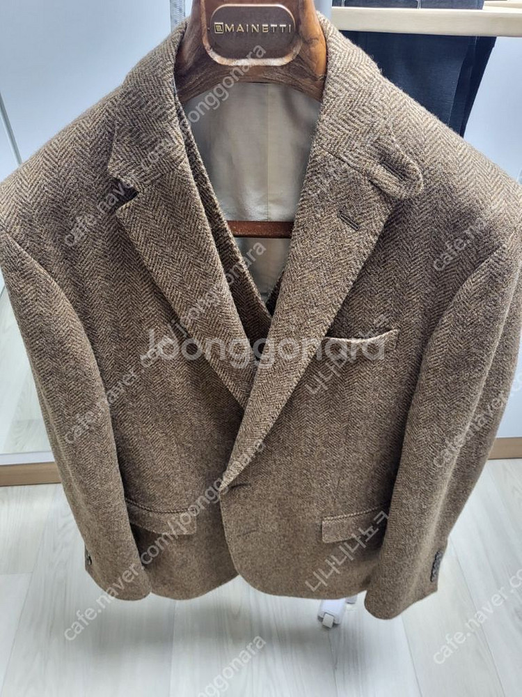 폴로 헤링본 브라운 자켓 조끼--0