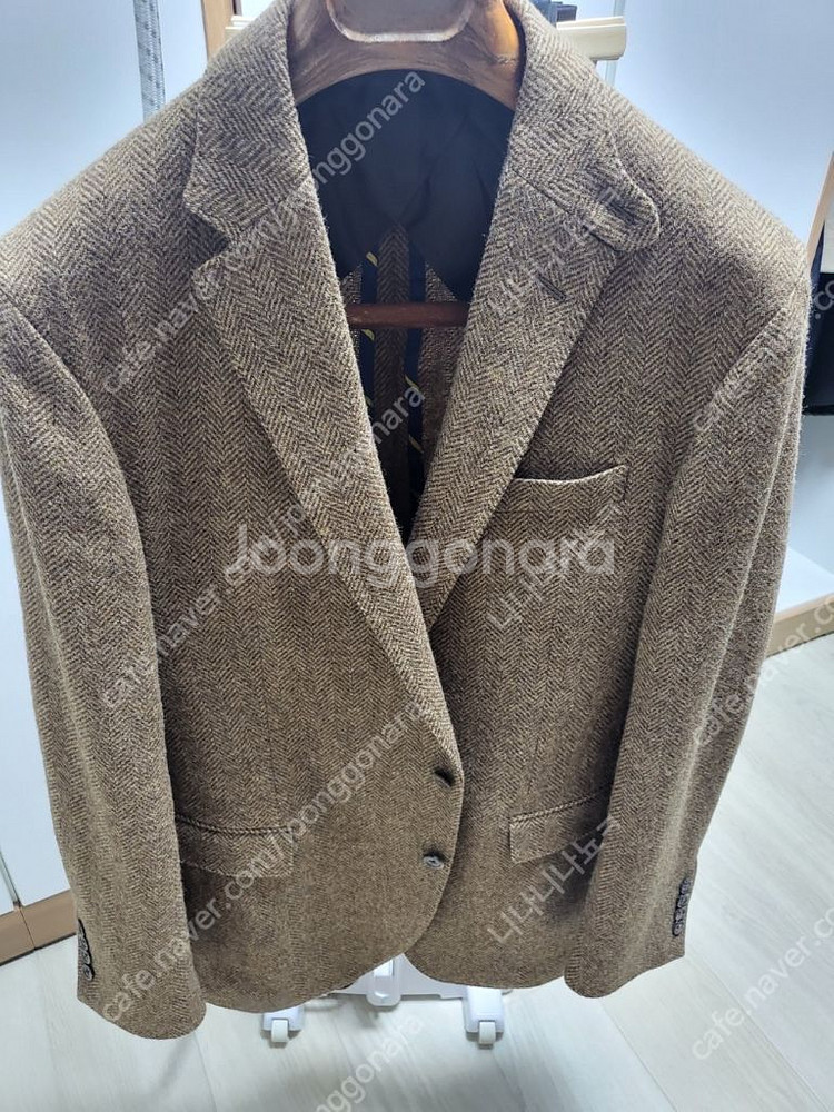 폴로 헤링본 브라운 자켓 조끼--1