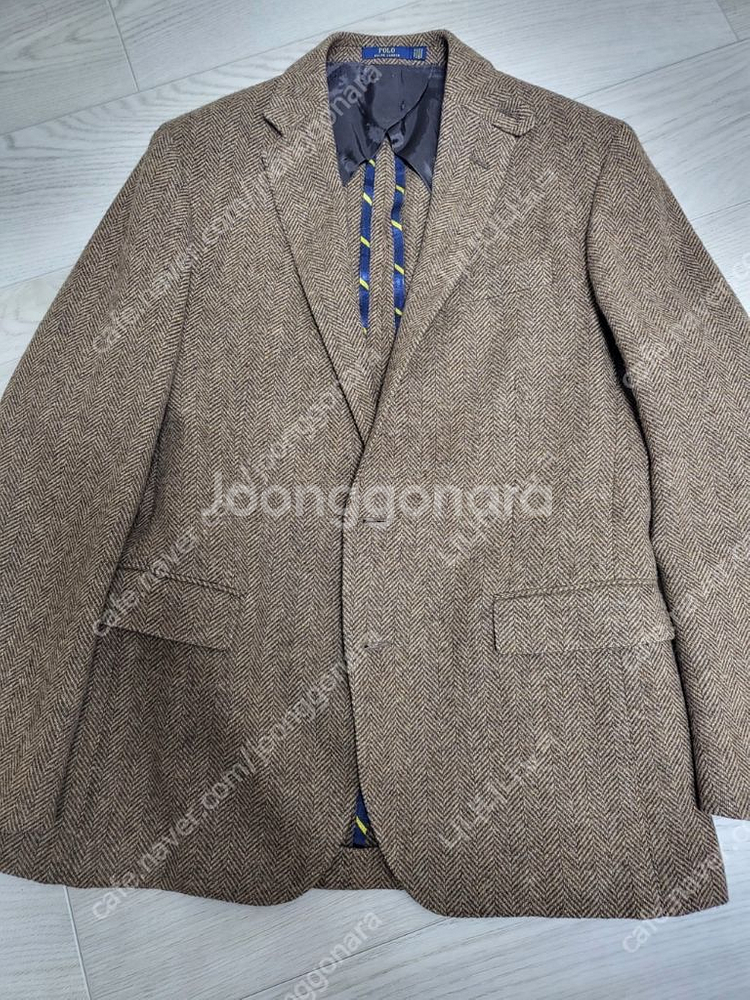 폴로 헤링본 브라운 자켓 조끼--2