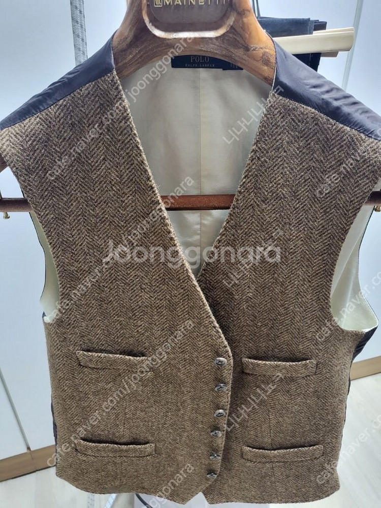 폴로 헤링본 브라운 자켓 조끼--6