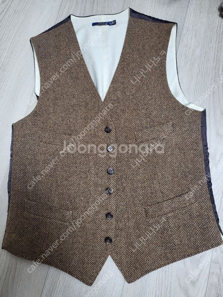 폴로 헤링본 브라운 자켓 조끼--7