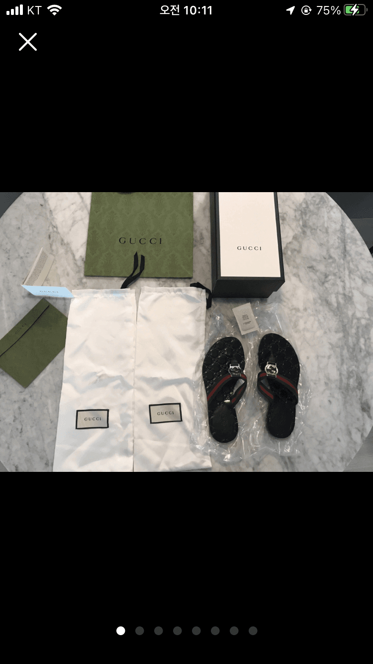 구찌 GG 패턴 플립플랍 샌들--1