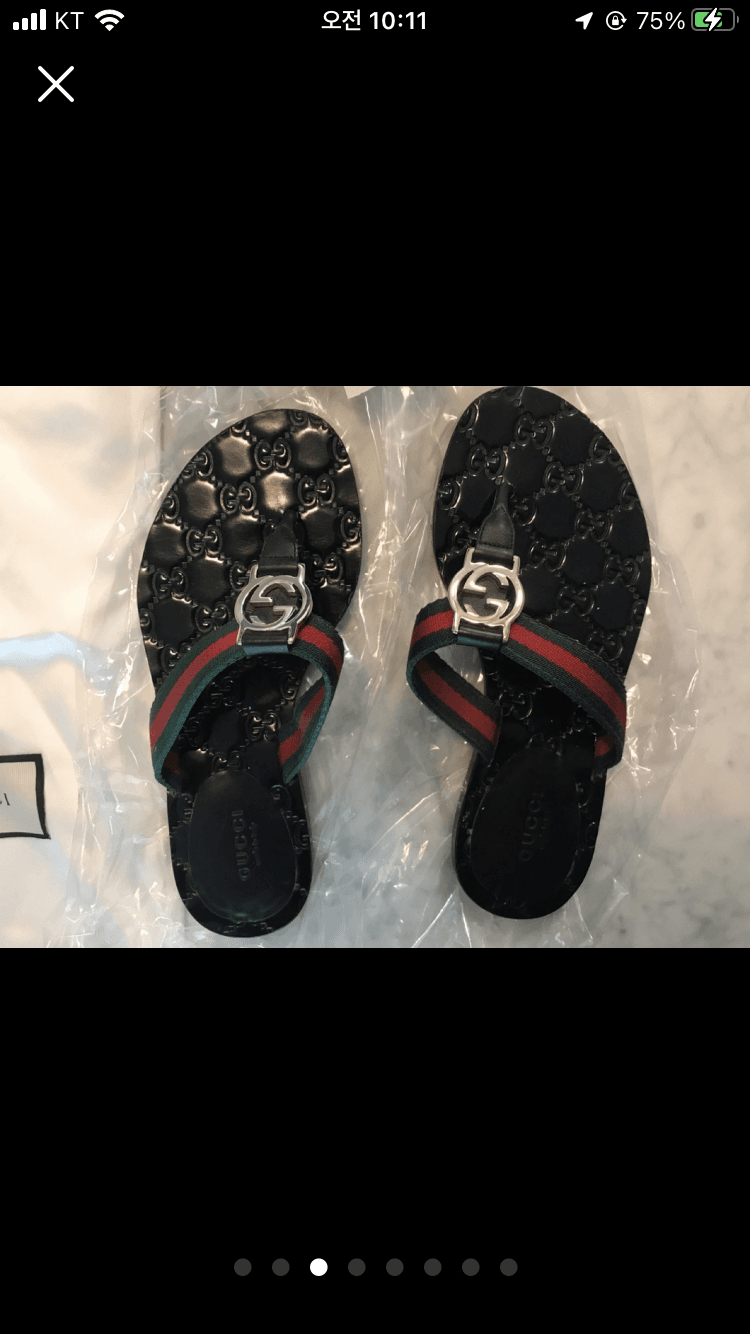 구찌 GG 패턴 플립플랍 샌들--2