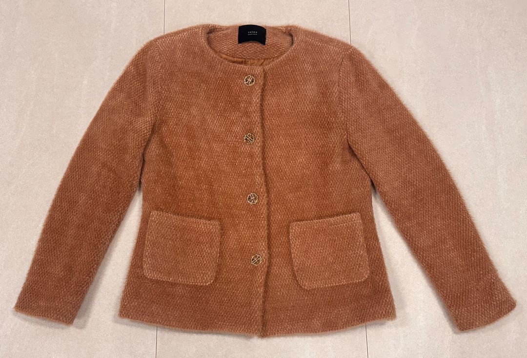 [새상품] reine 렌느 블랙라벨 세인트 누빔자켓_페일오렌지 구매이력 있음--2