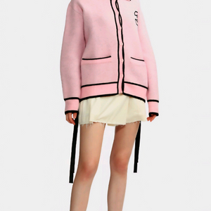 (새상품)스타일난다 3C배색로고 카라 니트 가디건