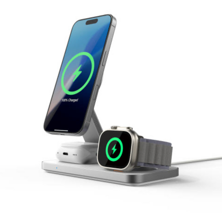 파우트 Qi2 3in1 맥세이프 고속 무선 충전기 HANDS7 PRO 화이트 이미지