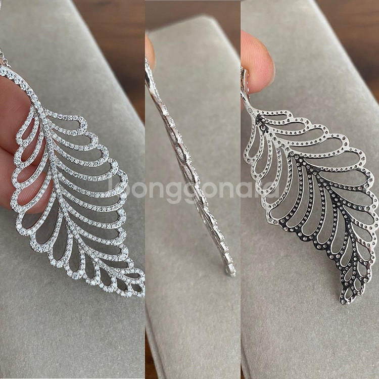 나뭇잎 모티브 실버 펜던트 목걸이(925)--3