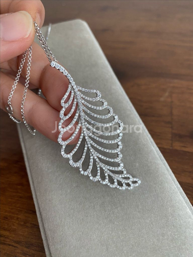 나뭇잎 모티브 실버 펜던트 목걸이(925)--2