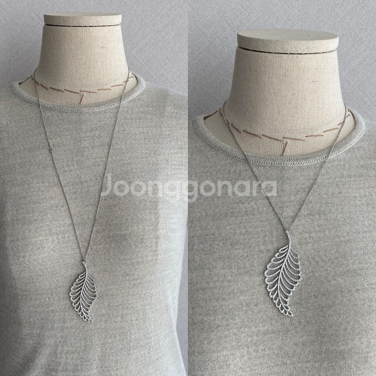 나뭇잎 모티브 실버 펜던트 목걸이(925)--8