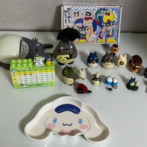 토토로 굿즈, 블록 달력, 기타 굿즈 일괄 판매 + 엽서, 시나모롤 스낵접시