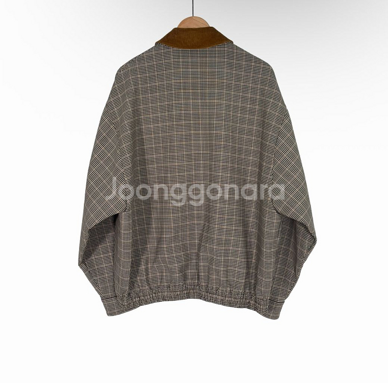 [40] 미우미우 25ss 더블 체크 위브 오버핏 울 블루종 자켓 브라운--2