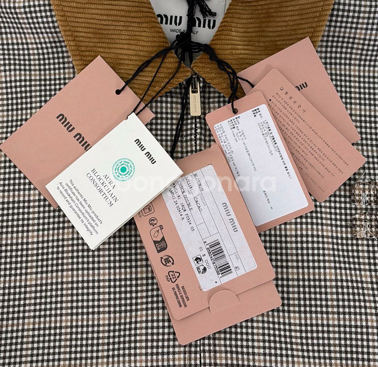 [40] 미우미우 25ss 더블 체크 위브 오버핏 울 블루종 자켓 브라운--7