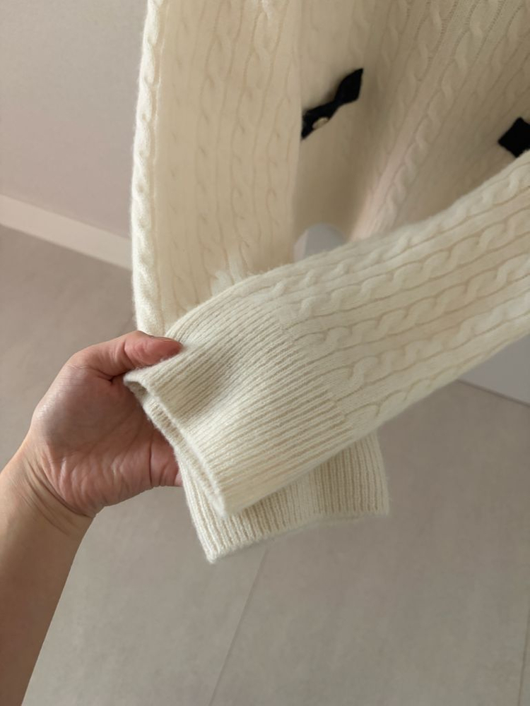 한섬 더캐시미어 캐시미어 컬러 블록 케이블 니트 탑--3