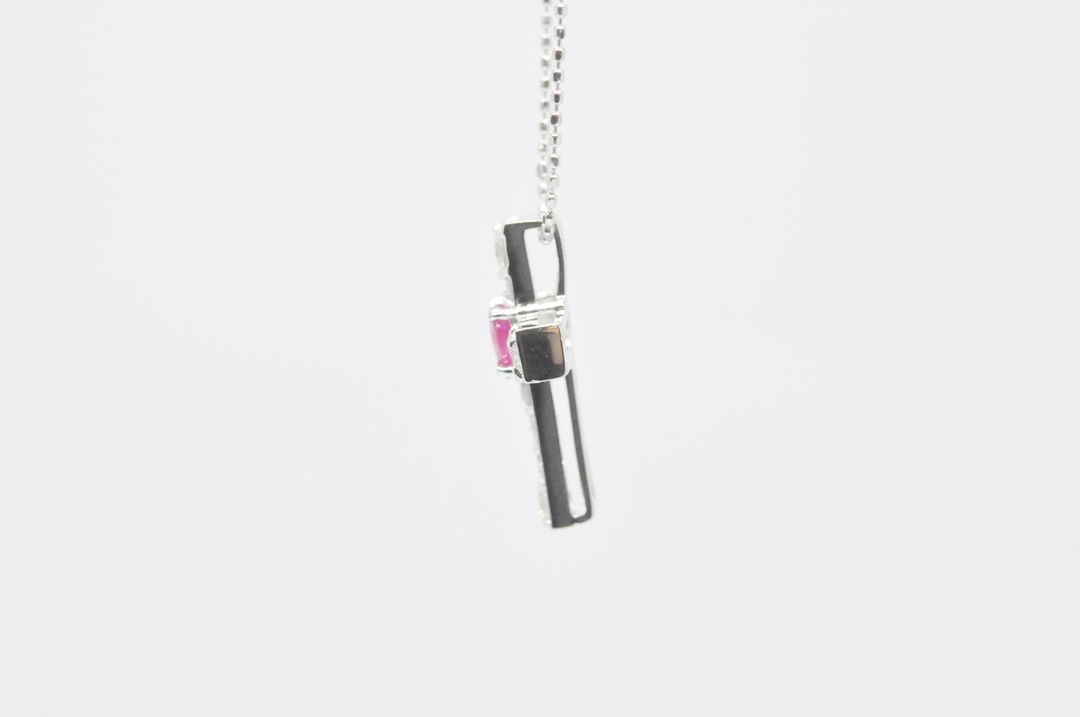 천연루비 천연다이아몬드 18k 화이트골드 펜던트 목걸이--4