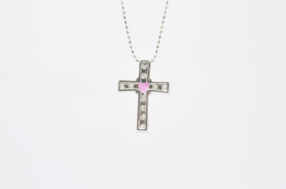 천연루비 천연다이아몬드 18k 화이트골드 펜던트 목걸이--5