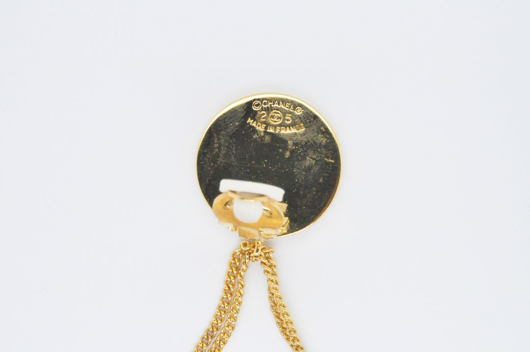 샤넬 코코마크 아이콘 마트라세백 골드도금 빈티지 귀걸이--3