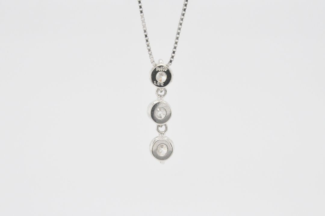 천연 다이아몬드 1캐럿 트릴로지 펜던트 백금 목걸이--2