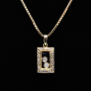 천연 무빙 다이아몬드 18K 스퀘어 펜던트 목걸이