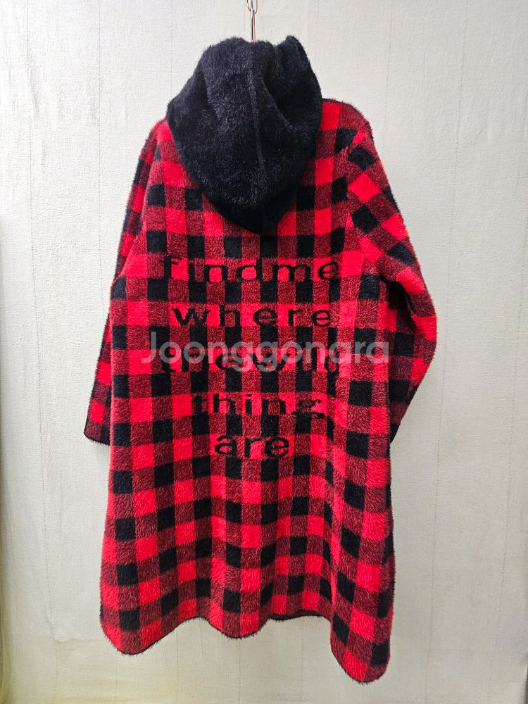 밍크퍼니트 체크 후드코트--0