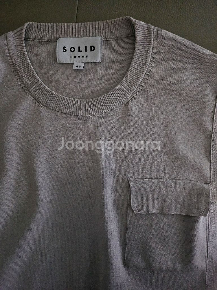 [거의 새것] 솔리드옴므 니트 포켓 반팔 티셔츠 48--2