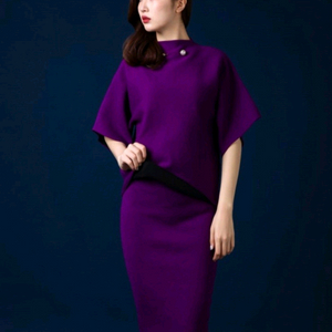 [새상품]가오리핏 니트 투피스 퍼플