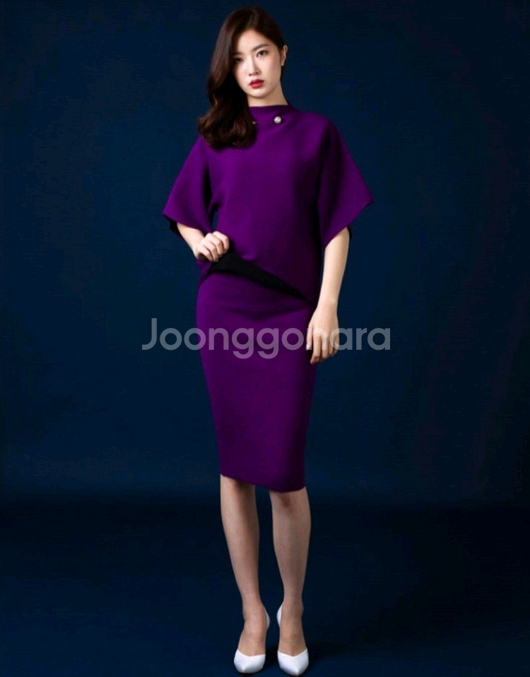 [새상품]가오리핏 니트 투피스 퍼플--1