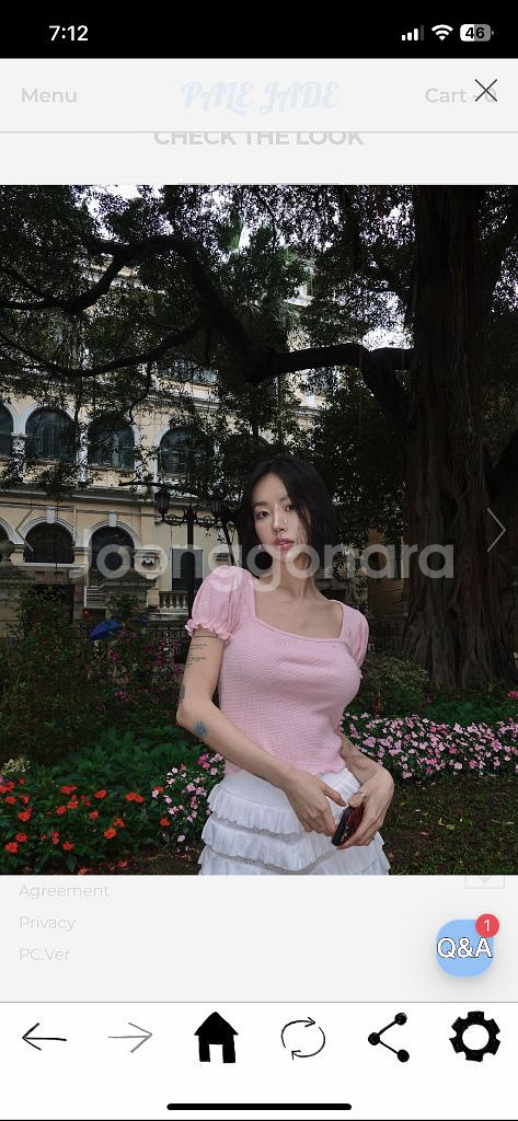 페일제이드 웨이브 와플 티셔츠 / 핑크--0